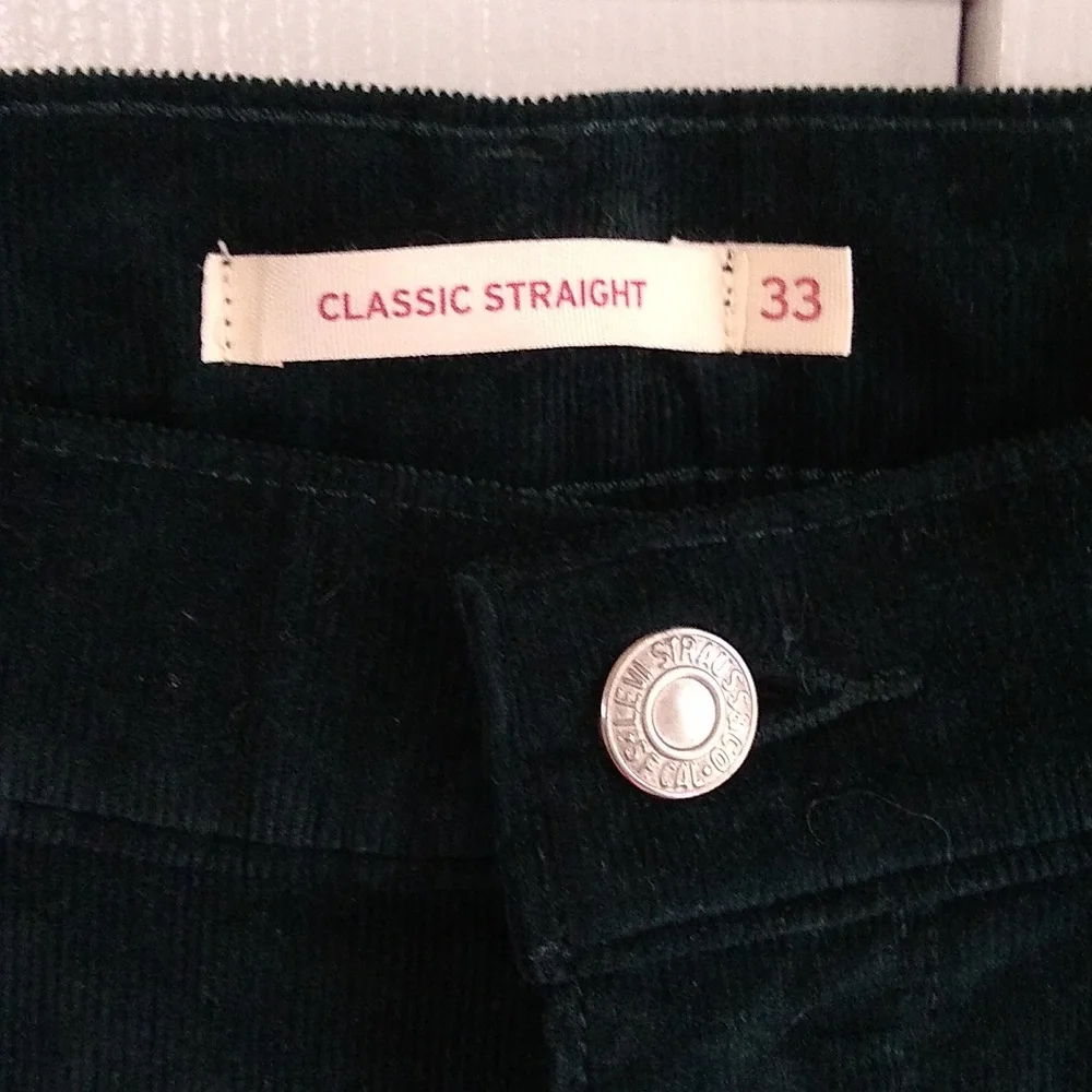 Levi's Classic straight Corduroy jeans size 33 deep fall green pants - Picture 4 of 9